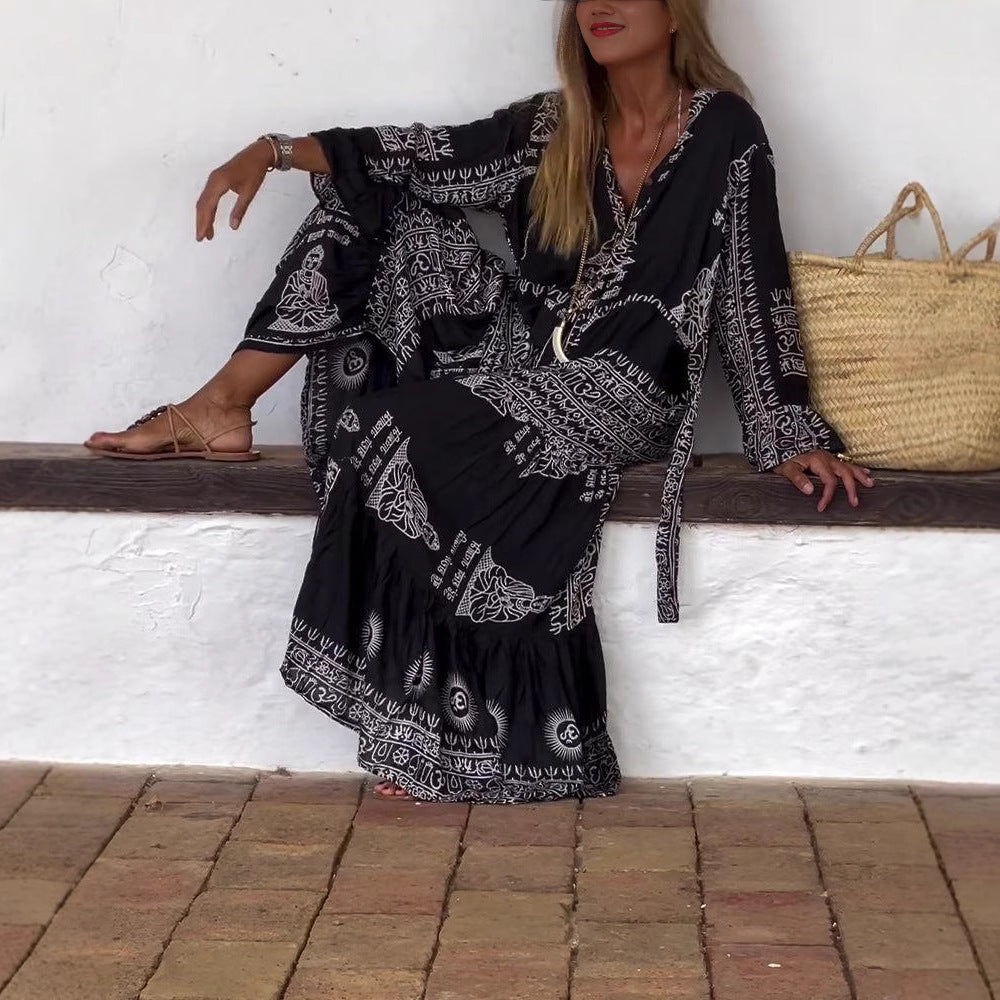 Ethnic Print Bohemian Vacation Dress