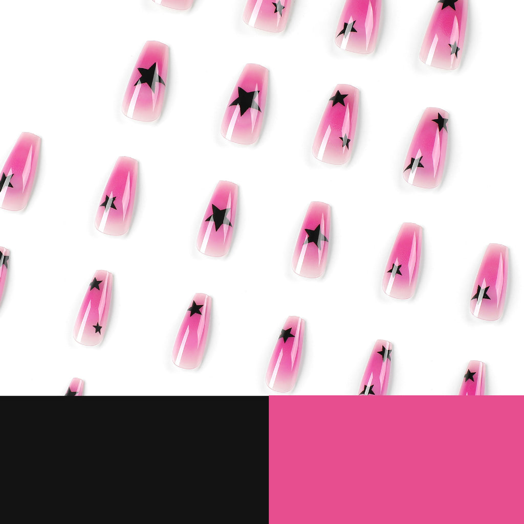 Wear Nail Sweet Cool Ice Transparent Purple Fake Nails Black