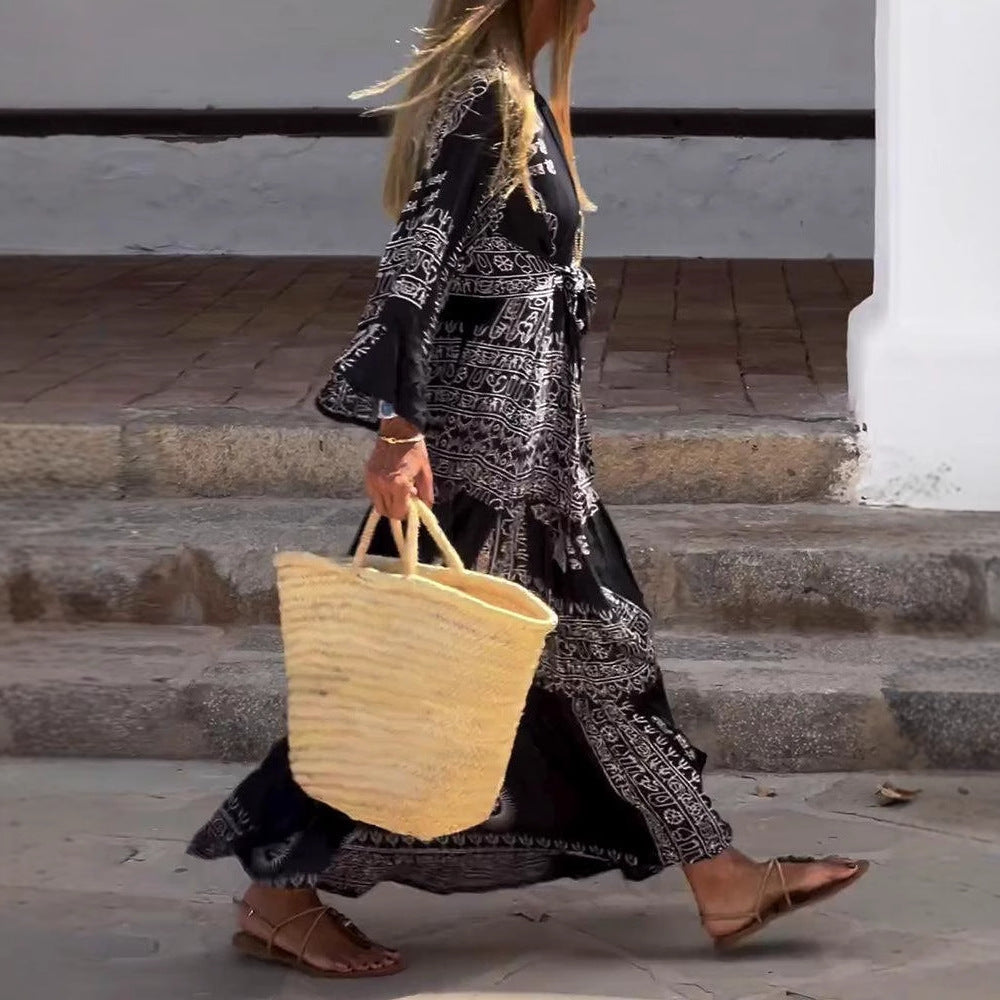 Ethnic Print Bohemian Vacation Dress