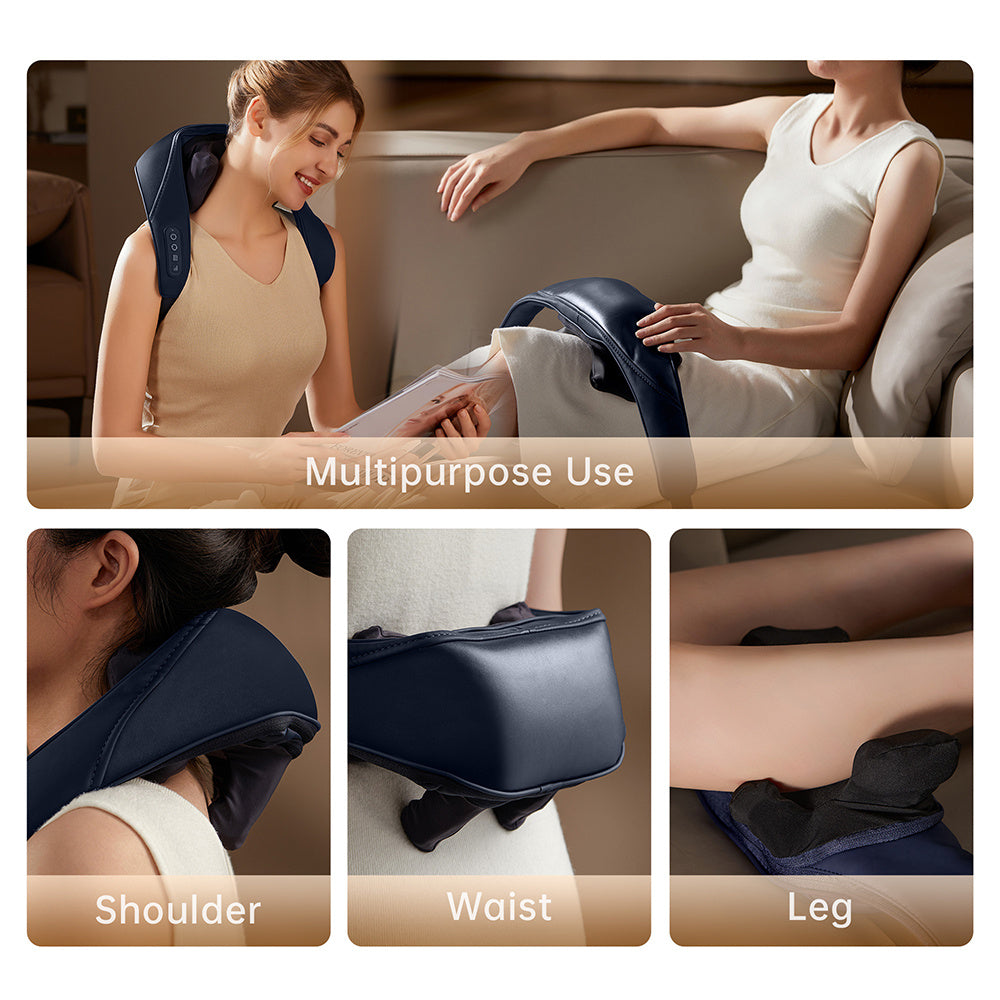 Kneading Shoulder Massager With Heat Therapy 2 Speed Modes Portable Neck Back Pain Relief