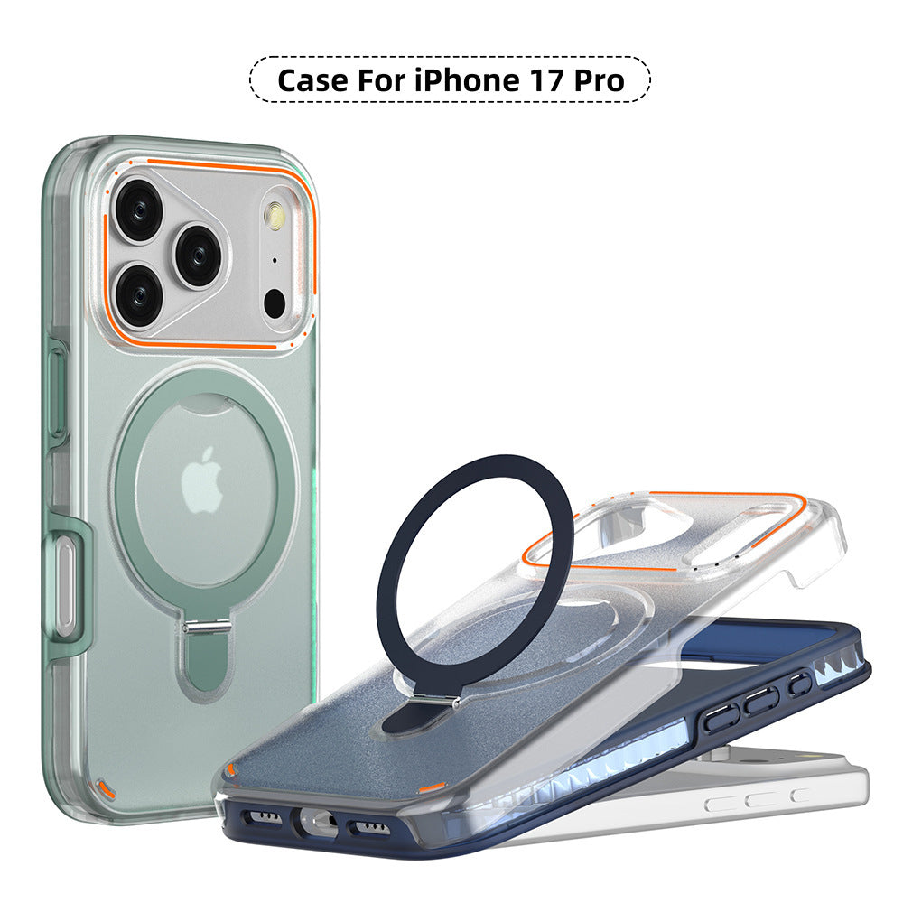 360 Rotation Stand Holder Magnetic Matte Phone Case For I-Phone 17 Pro 17 Max Plus Shockproof Protection Cover Shell